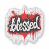 黒はっきりしたと赤の「賛美」 シール (正面)