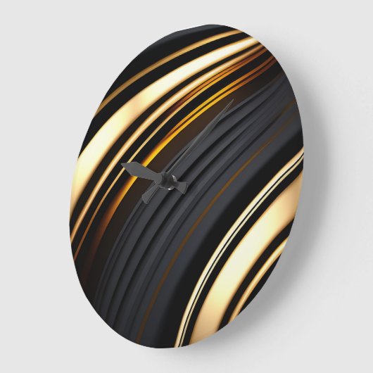 黒はっきりしたと金ゴールドの抽象芸術 ラージ壁時計 (傾斜)