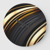 黒はっきりしたと金ゴールドの抽象芸術 ラージ壁時計 (正面)