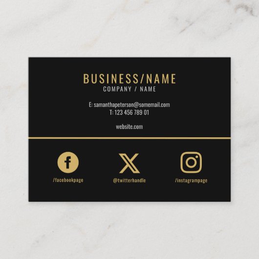 黒はっきりしたと金ゴールド、ソーシャルメディアの名刺 名刺 (正面)