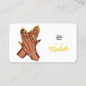 黒はっきりしたと黄色のアフリカ系アメリカネイルサロン 名刺 (正面)