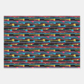 黒はっきりしたの絵を描滴り落ちるパターン ラッピングペーパーシート (正面3)