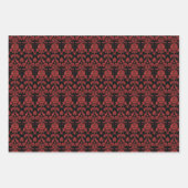 黒はっきりしたの赤フローラダマスクパターン ラッピングペーパーシート (正面2)