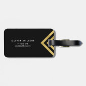 黒はっきりしたの金ゴールドフェイク幾何学的ラゲージタグ ラゲッジタグ (裏面横)