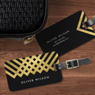 黒はっきりしたの金ゴールドフェイク幾何学的ラゲージタグ ラゲッジタグ