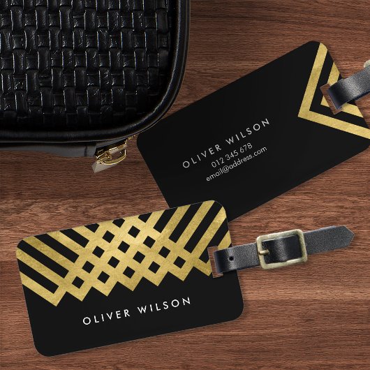 黒はっきりしたの金ゴールドフェイク幾何学的ラゲージタグ ラゲッジタグ