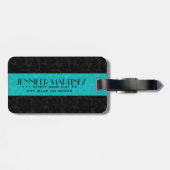 黒はっきりしたエレガント&ターコイズフローラダマスク3 ラゲッジタグ (裏面横)