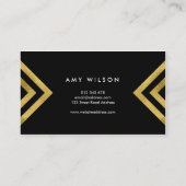 黒はっきりしたフェイクエレガント金ゴールド幾何 名刺 (裏面)