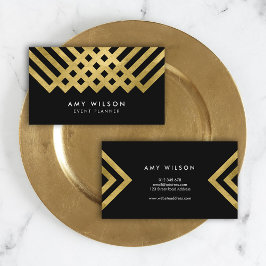 黒はっきりしたフェイクエレガント金ゴールド幾何 名刺