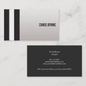 黒はっきりしたモダンと白の縦ストライプ列 名刺 (正面/裏面)