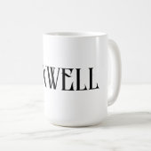 黒はっきりしたモダンタイポグラフィ名 コーヒーマグカップ (正面右)