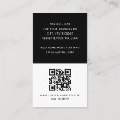 黒はっきりしたモダン白フォトロゴQRコード 名刺 (裏面)