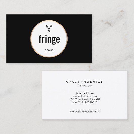 黒はっきりしたモダン白美容師サロン 名刺 (正面/裏面)