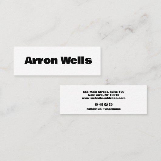 黒はっきりしたモダン白 スキニー名刺 (正面/裏面)