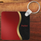 黒はっきりしたモダン色と金ゴールド キーホルダー (裏面)