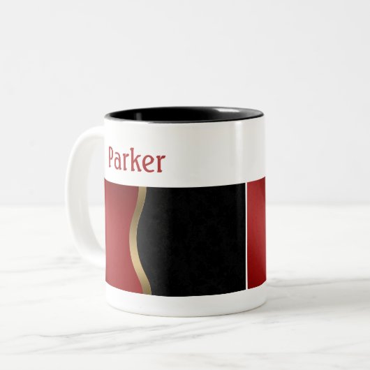 黒はっきりしたモダン色と金ゴールド ツートーンマグカップ (正面左)