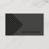 黒はっきりしたモダン角ストライプの線パターン 名刺 (正面)