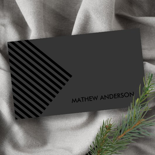 黒はっきりしたモダン角ストライプの線パターン 名刺