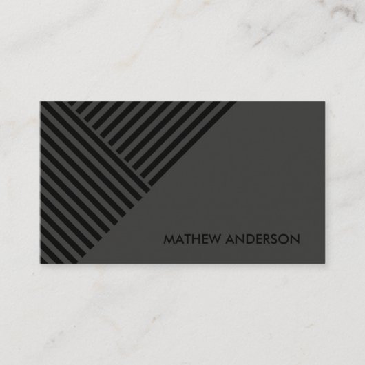 黒はっきりしたモダン角ストライプの線パターン 名刺 (正面)