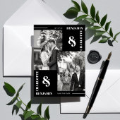 黒はっきりしたモダン2枚の写真日付カードを保存 セーブザデート