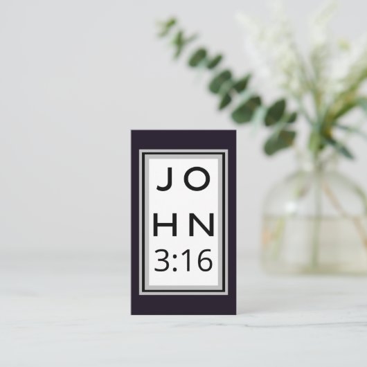 黒はっきりしたヨハネ3:16福音書の名刺 名刺 (スタンド正面)