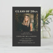 黒はっきりした二モダン写真卒業パーティーInvi 招待状 (スタンド正面)