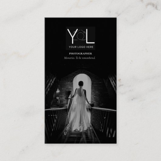 黒はっきりした写真家QRコードSNS写真 名刺 (正面)