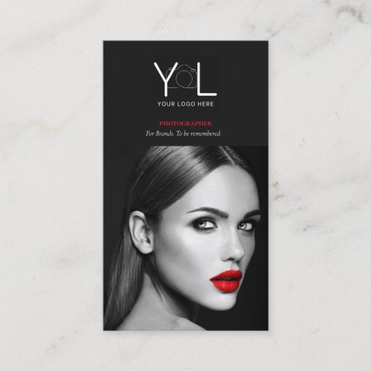 黒はっきりした写真家QRコードSNS写真 名刺 (正面)