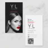 黒はっきりした写真家QRコードSNS写真 名刺 (正面/裏面)