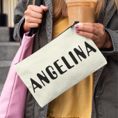 黒はっきりした名スクリプト アクセサリーポーチ