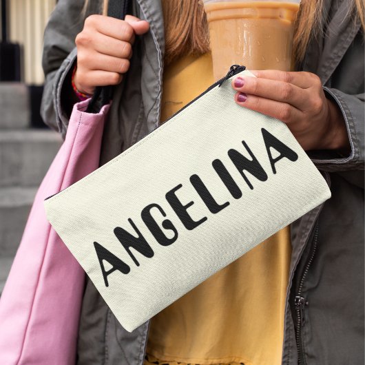 黒はっきりした名スクリプト アクセサリーポーチ