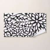 黒はっきりした地モダンに白い花 バスタオルセット (ハンドタオル)