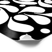 黒はっきりした地モダンに白い花 ポスター (コーナー)