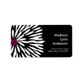 黒はっきりした差出人住所ラベルの花。 ラベル (正面)