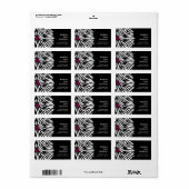 黒はっきりした差出人住所ラベルの花。 ラベル (フルシート)