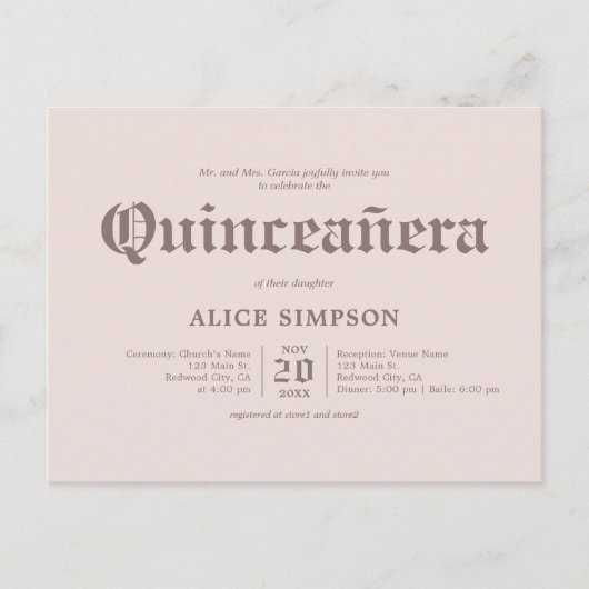 黒はっきりした文字のエレガントキンセアニェラはがき ポストカード (正面)