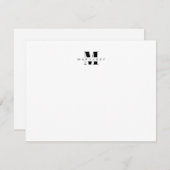黒はっきりした文字シンプルモノグラム名 ノートカード (正面/裏面)