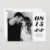 黒はっきりした斜体タイポグラフィ写真の保存日付 案内ポストカード (正面/裏面)