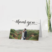 黒はっきりした書モダン写結婚の サンキューカード (正面)