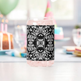 黒はっきりした植物学デザイン：印象的な自然 ガラス缶