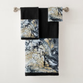 黒はっきりした白のバスルーム縁どタオルのセット バスタオルセット (インサイチュ)