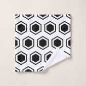 黒はっきりした白の六角形 バスタオルセット (ウォッシュタオル)