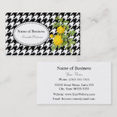 黒はっきりした白シック千鳥格子のイエローローズ 名刺 (正面/裏面)