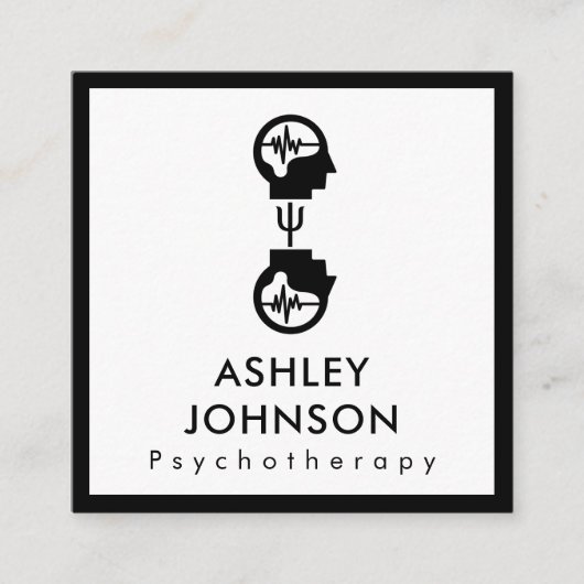 黒はっきりした白セラピスト脳 スクエア名刺 (正面)