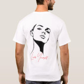 黒はっきりした白フェミニンポートレート Tシャツ (裏面)