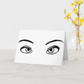 黒はっきりした白ミステリアスな目イラストレーション カード (黄色い花)