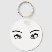 黒はっきりした白ミステリアスな目イラストレーション キーホルダー (裏面)