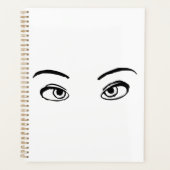 黒はっきりした白ミステリアスな目イラストレーション プランナー手帳 (正面)