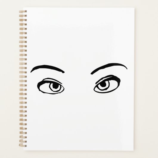黒はっきりした白ミステリアスな目イラストレーション プランナー手帳 (正面)