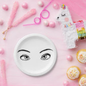 黒はっきりした白ミステリアスな目イラストレーション ペーパープレート (パーティー)